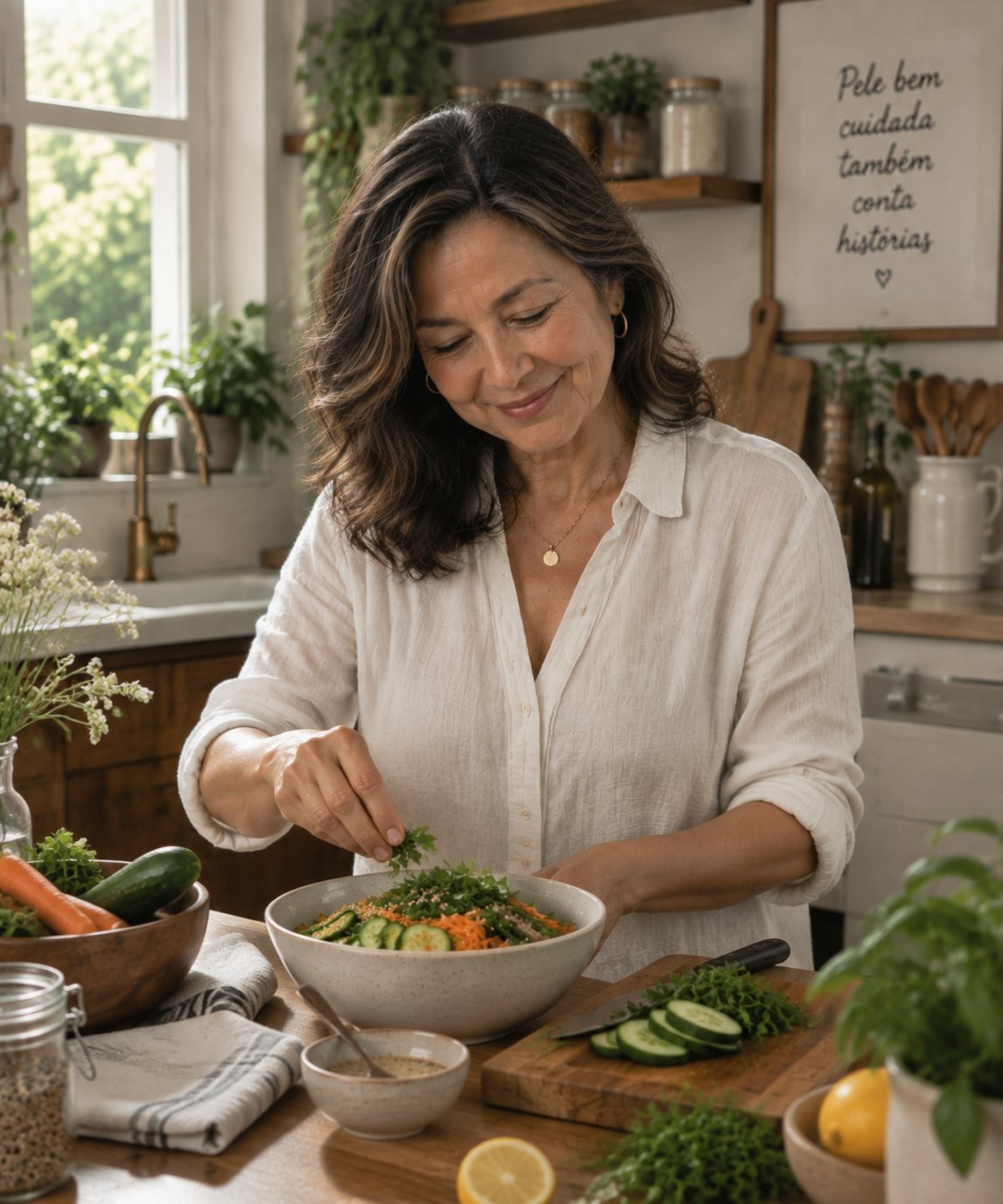 Rosa Amaral na cozinha
